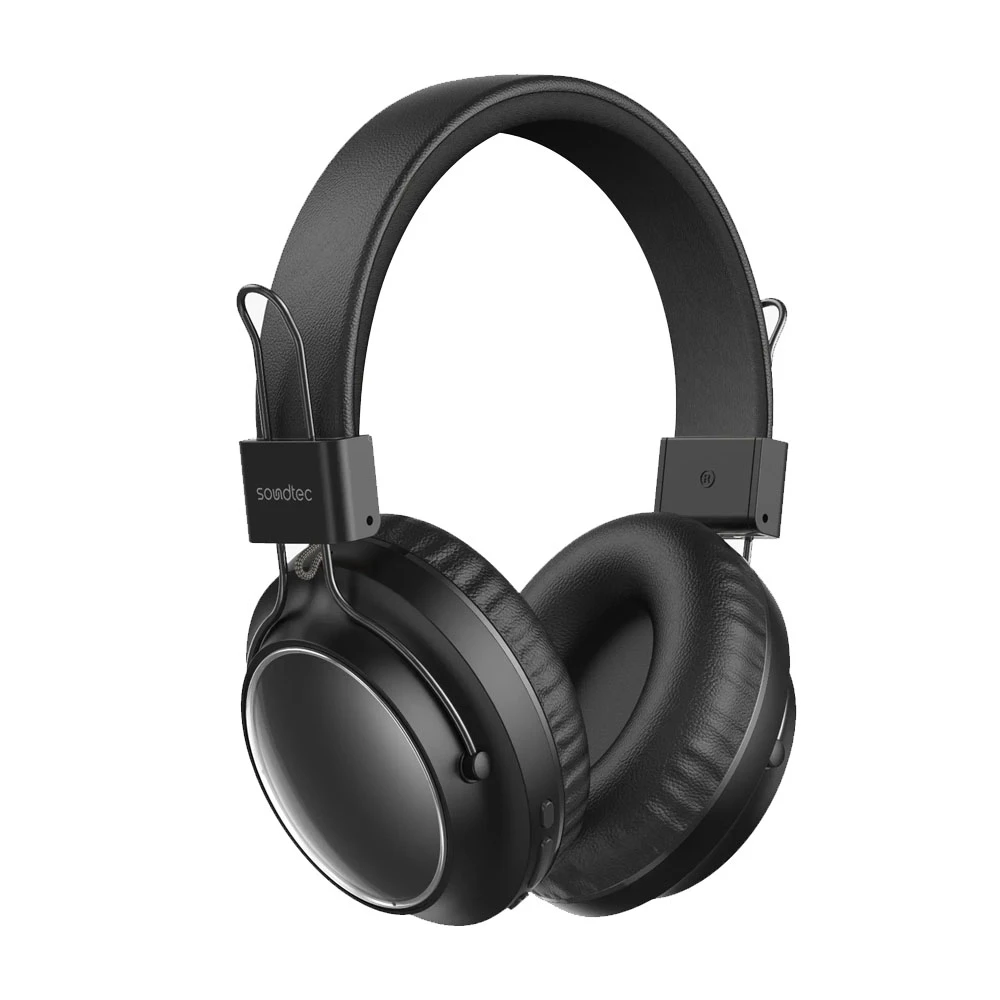 Porodo Soundtec Smooth Touch 400mAh Bluetooth Headphone With Smooth Finish - Qulaqlıq (Qara)